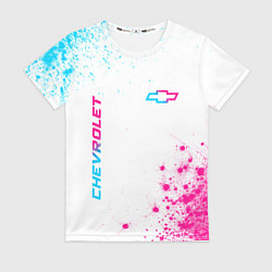Футболка женская Chevrolet neon gradient style: надпись, символ, цвет: 3D-принт