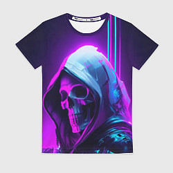 Футболка женская Череп в неоновом свете, цвет: 3D-принт
