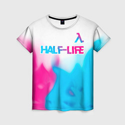 Футболка женская Half-Life neon gradient style: символ сверху, цвет: 3D-принт
