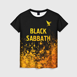 Женская футболка Black Sabbath - gold gradient: символ сверху