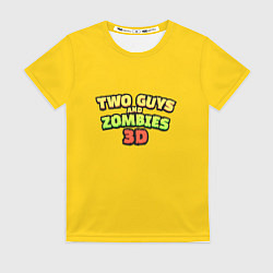 Женская футболка Two Guys & Zombies 3D - Лого на желтом