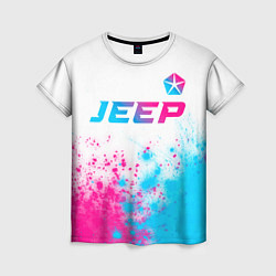 Футболка женская Jeep neon gradient style: символ сверху, цвет: 3D-принт