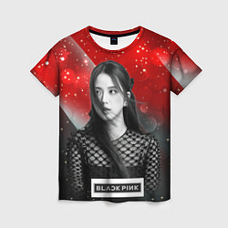 Футболка женская Jisoo black red background, цвет: 3D-принт