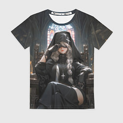 Футболка женская Монашка 2b от нейросети, цвет: 3D-принт