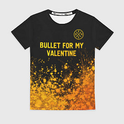 Футболка женская Bullet For My Valentine - gold gradient: символ св, цвет: 3D-принт