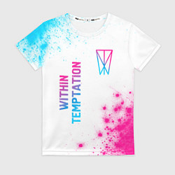 Футболка женская Within Temptation neon gradient style: надпись, си, цвет: 3D-принт
