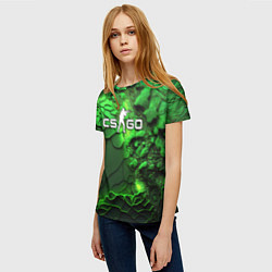 Футболка женская CS GO green abstract, цвет: 3D-принт — фото 2