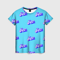 Футболка женская Синий логотип Кен - паттерн, цвет: 3D-принт