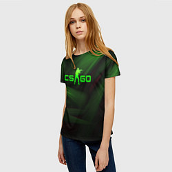 Футболка женская CS GO green logo, цвет: 3D-принт — фото 2