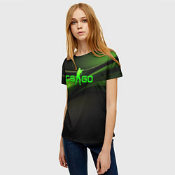 Футболка женская CS GO black green logo, цвет: 3D-принт — фото 2