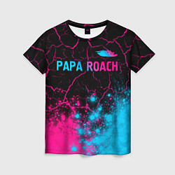 Женская футболка Papa Roach - neon gradient: символ сверху