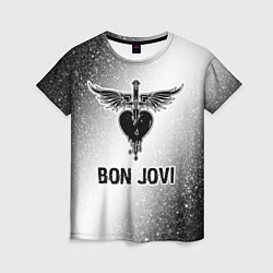 Футболка женская Bon Jovi glitch на светлом фоне, цвет: 3D-принт