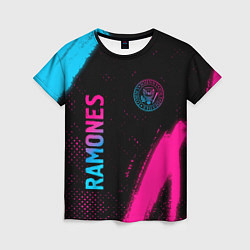 Футболка женская Ramones - neon gradient: надпись, символ, цвет: 3D-принт