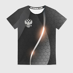 Футболка женская Герб России на темном фоне, цвет: 3D-принт