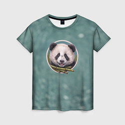 Футболка женская Милая мордочка панды с бамбуком, цвет: 3D-принт