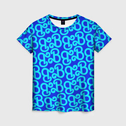 Футболка женская Логотип Барби - синий паттерн, цвет: 3D-принт