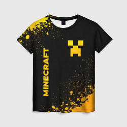 Футболка женская Minecraft - gold gradient: надпись, символ, цвет: 3D-принт