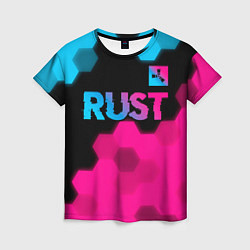 Футболка женская Rust - neon gradient: символ сверху, цвет: 3D-принт