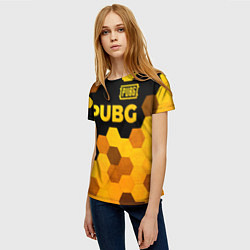 Футболка женская PUBG - gold gradient: символ сверху, цвет: 3D-принт — фото 2