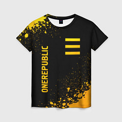 Футболка женская OneRepublic - gold gradient: надпись, символ, цвет: 3D-принт