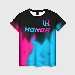 Футболка женская Honda - neon gradient: символ сверху, цвет: 3D-принт