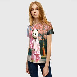 Футболка женская Милая панда в пуховике, цвет: 3D-принт — фото 2