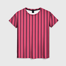 Женская футболка Полосатый тёмно-розовый