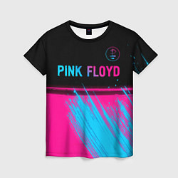 Футболка женская Pink Floyd - neon gradient: символ сверху, цвет: 3D-принт