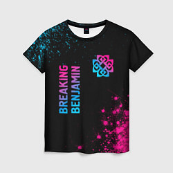 Футболка женская Breaking Benjamin - neon gradient: надпись, символ, цвет: 3D-принт