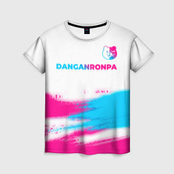 Футболка женская Danganronpa neon gradient style: символ сверху, цвет: 3D-принт