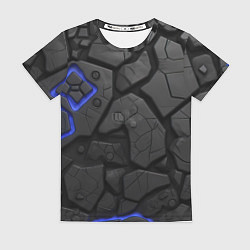 Футболка женская Черные плиты с синей вставкой, цвет: 3D-принт