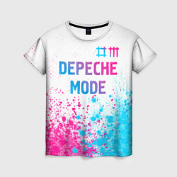 Женская футболка Depeche Mode neon gradient style: символ сверху
