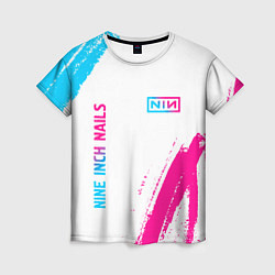 Футболка женская Nine Inch Nails neon gradient style: надпись, симв, цвет: 3D-принт