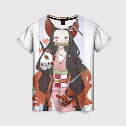 Женская футболка Клинок рассекающий демонов Нэдзуко Камадо