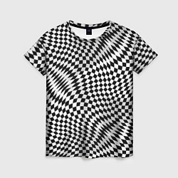 Женская футболка Черно-белая шахматная иллюзия