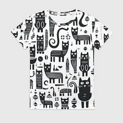 Женская футболка Кошки абстрактный узор