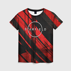 Футболка женская Starfield logo red black background, цвет: 3D-принт