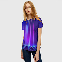 Футболка женская Neon glow - vaporwave - strips, цвет: 3D-принт — фото 2