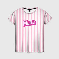 Футболка женская Имя Мария в стиле Барби: розовая полоска, цвет: 3D-принт