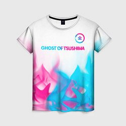 Футболка женская Ghost of Tsushima neon gradient style: символ свер, цвет: 3D-принт