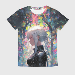 Футболка женская Девушка на фоне витража, цвет: 3D-принт