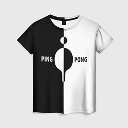 Футболка женская Ping-Pong черно-белое, цвет: 3D-принт