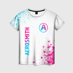 Футболка женская Aerosmith neon gradient style: надпись, символ, цвет: 3D-принт