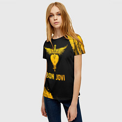 Футболка женская Bon Jovi - gold gradient, цвет: 3D-принт — фото 2