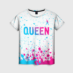 Футболка женская Queen neon gradient style: символ сверху, цвет: 3D-принт