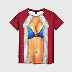 Футболка женская Красный костюм снегурочки с грудью, цвет: 3D-принт