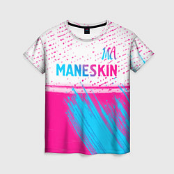 Женская футболка Maneskin neon gradient style: символ сверху