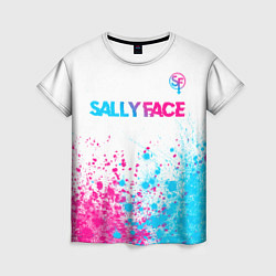Футболка женская Sally Face neon gradient style: символ сверху, цвет: 3D-принт