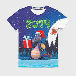 Женская футболка Cиний дракон