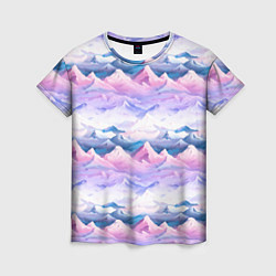 Женская футболка Розовые горы паттерн